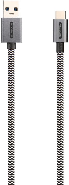 Câble USB 3.1 G1 - USB-A/USB-C Plaqué or Tissus 1,00m CA-003