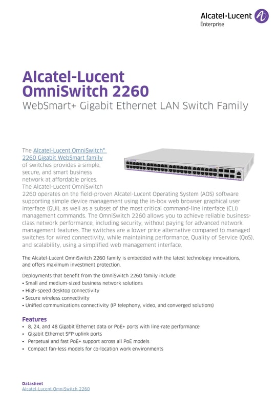 ALCATEL LUCENT ENTERPRISE OS2260 WebSmart 10p Gig Neuf - vue 2