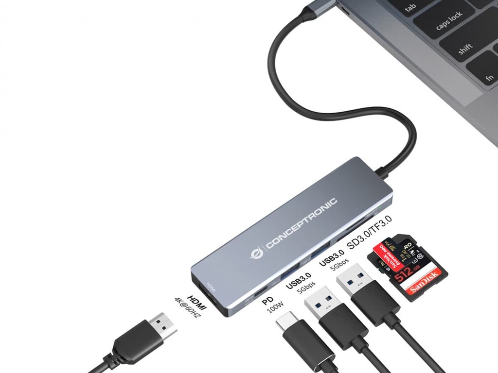 Conceptronic DONN23G station d'accueil Avec fil USB 3.2 Gen 1 3.1 Gen 1 Type C Neuf - vue 2