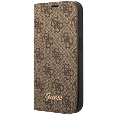 Guess Funda Folio para iPhone 14 Printed 4G Trendy Marrón