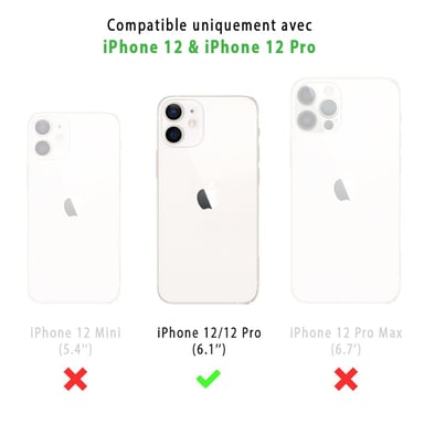 EVETANE Funda iPhone 12/12 Pro Antichoque Silicona + 2 Cristales templados