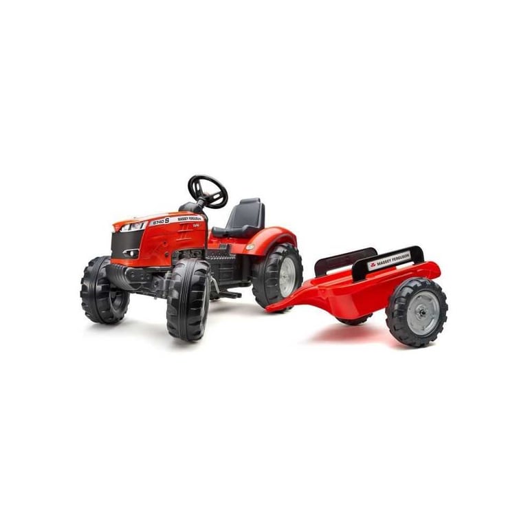 Tracteur à pédales FALK Massey Ferguson S8740 remorque détachable assise réglable Rouge - Neuf