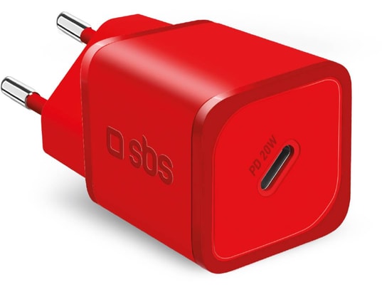 SBS TETRGAN1C20R chargeur d'appareils mobiles Casques, Haut-parleur portable, Smartphone, Smartwatch, Tablette Rouge Secteur Charge rapide Intérieure - Neuf