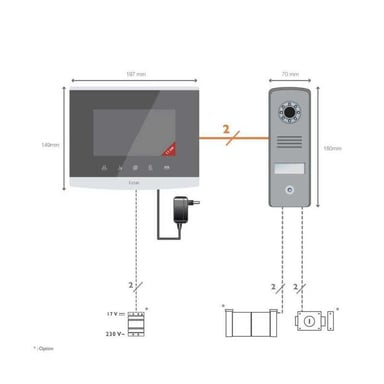 Vidéophone filaire EXTEL Compact 4 pouces couleur à commandes tactiles Noir