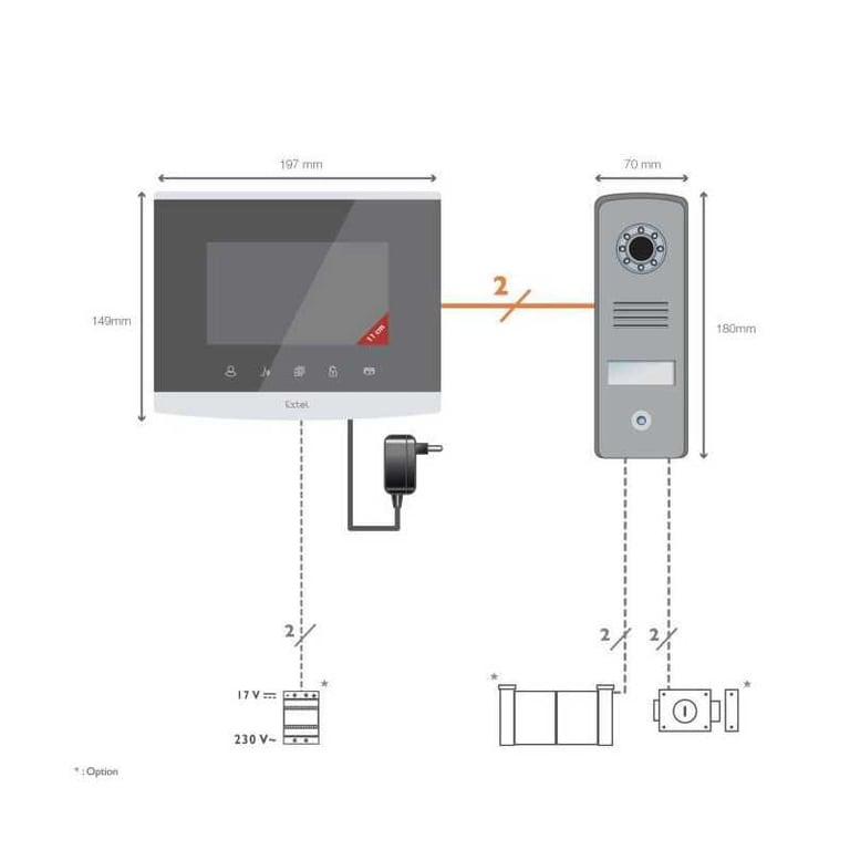 Visiophone Extel Compact 4 pouces avec touches tactiles - vue 2