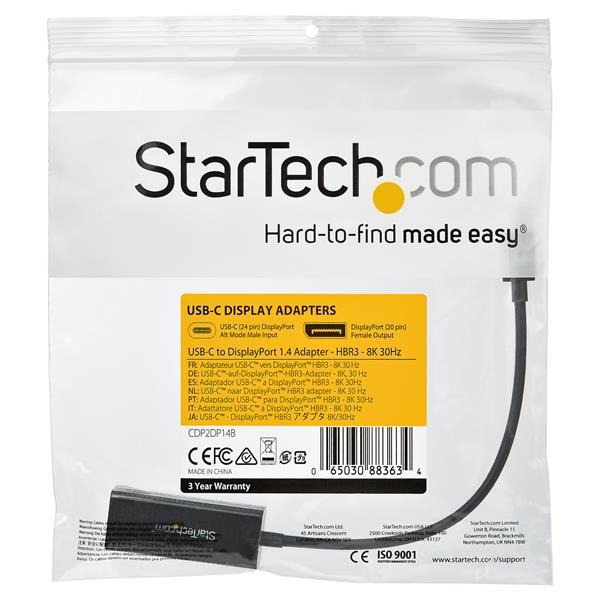 StarTech.com Adaptateur USB Type-C vers DisplayPort 8K 30 Hz - Neuf