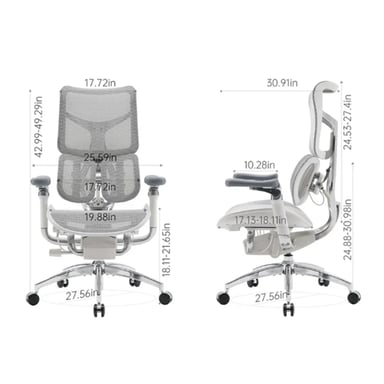 SIHOO Doro S300 Chaise ergonomique - Accoudoirs 6D - Soutien lombaire dynamique - Suspension absorbant les chocs - Soutien 4 axes - Expérience gravité zéro - Certifié BIFMA/SGS - 78x65x102cm - Blanc