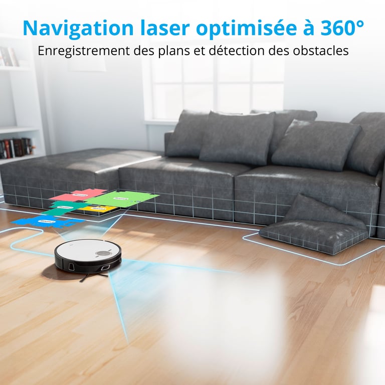 MEDION X50 SW Robot Aspirate0ur Laveur avec Station de Vidange Navigation Laser Puissance 8000 Pa Zones NO GO & GO - vue 3