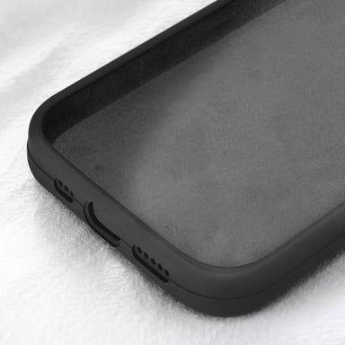 Moxie Funda para iPhone 15 Interior de microfibra Bordes levantados Negro