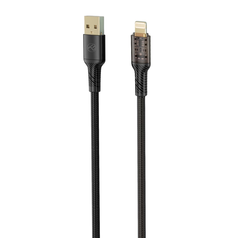 Câble de données transparent Tellur USB vers Lightning, 2,4 A, 1 m, noir