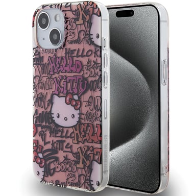 Étui Hello Kitty IML Tags Graffiti pour iPhone 15 rose - Neuf