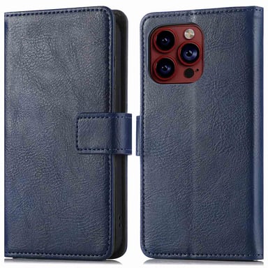 imoshion Étui de téléphone portefeuille pour Luxe Apple iPhone 15 Pro Max - Bleu foncé