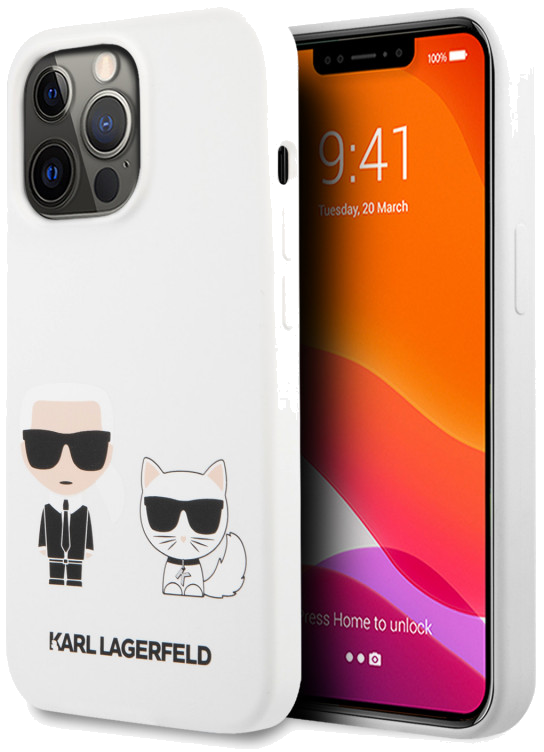 Coque en Silicone Blanche Motif Avatar Karl & Choupette pour iPhone 13 Pro