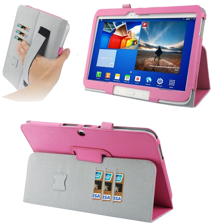 Housse Étui Coque Samsung Galaxy Tab 3 10.1 P5200 Integral Support Confort Rose Faux cuir YONIS