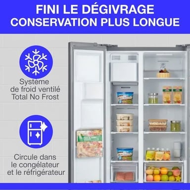 Frigorífico americano - CONTINENTAL EDISON - CERANF556IX1 - Dispensador de agua / hielo - Clase