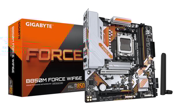 Carte mère Micro ATX GIGABYTE B850M FORCE WIFI6E AM5 DDR5 PCIe 5.0 Wi?Fi 6E 2.5GbE Brun foncé