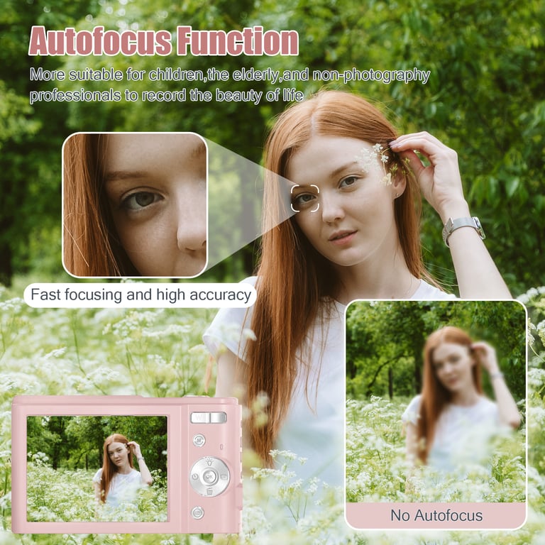 Appareil photo numérique 1080P 48 mégapixels Caméra Vlogging avec zoom 16X Pink - Neuf