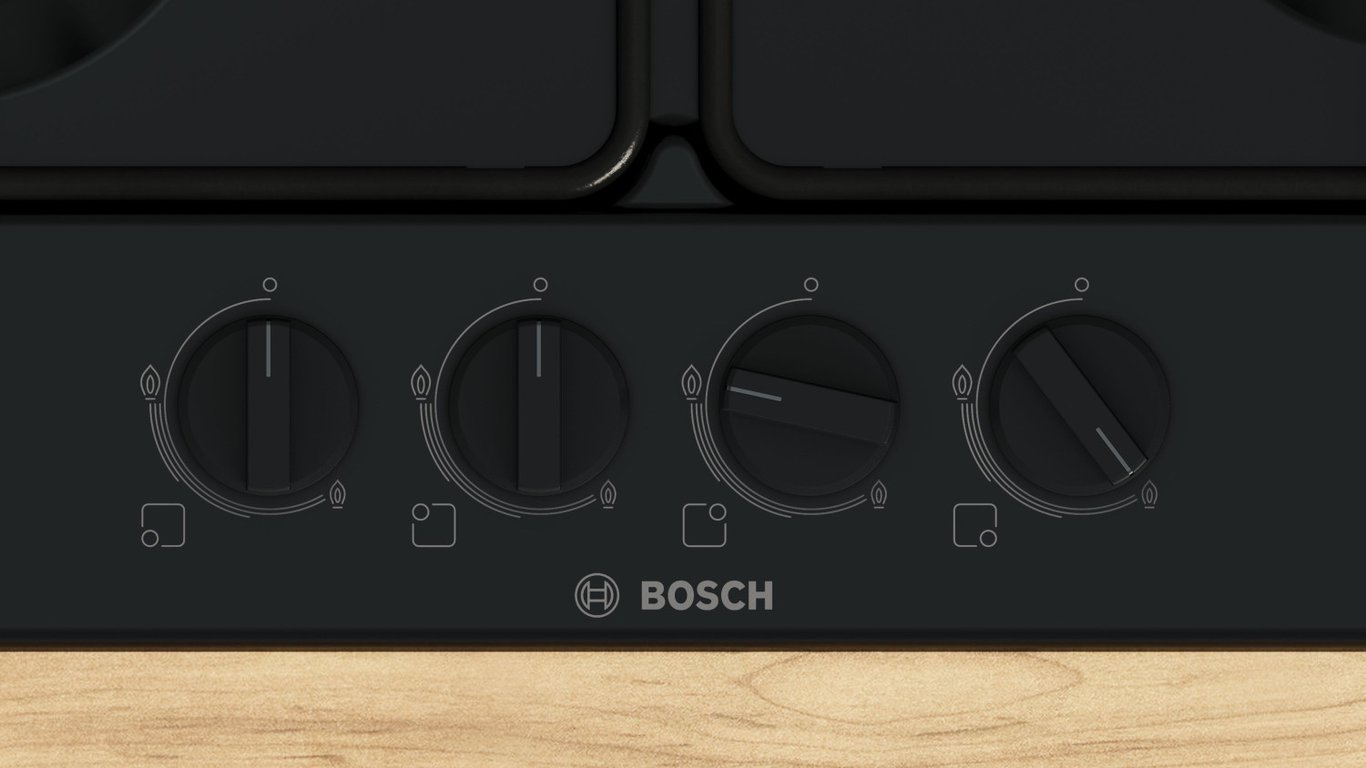 Cuisinière à gaz BOSCH PGP6B6K80 Serie 4 4 feux Surface acier émaillé Grilles en acier émaillé - vue 3