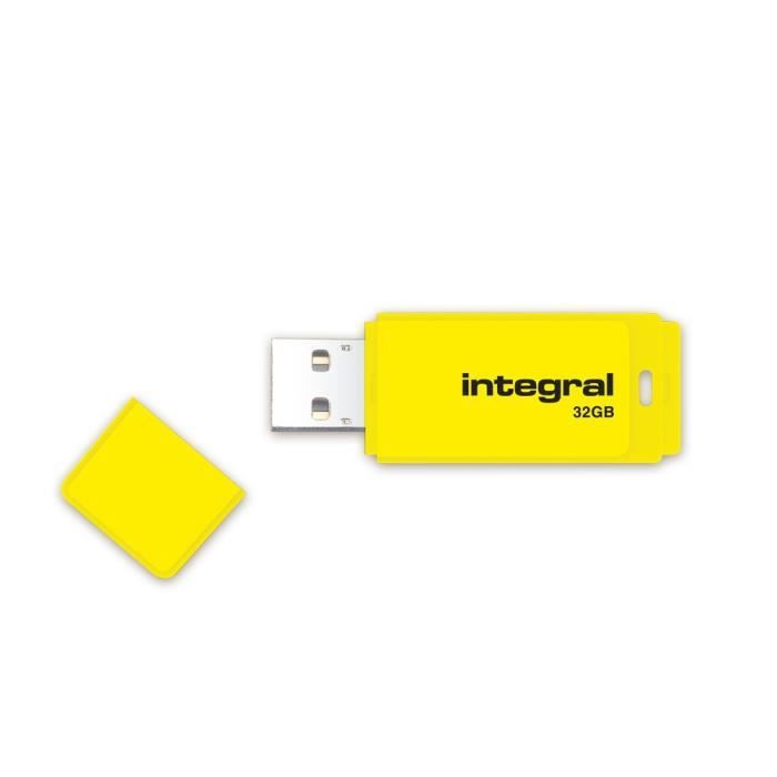 Integral 32GB USB2.0 DRIVE NEON YELLOW unidad flash USB USB tipo A 2.0 Amarillo