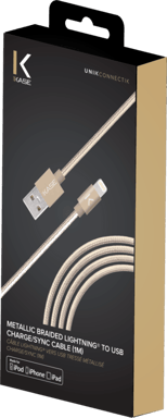 Cavo metallico intrecciato da Lightning a USB (1 m) certificato MFi per la ricarica/sincronizzazione, oro