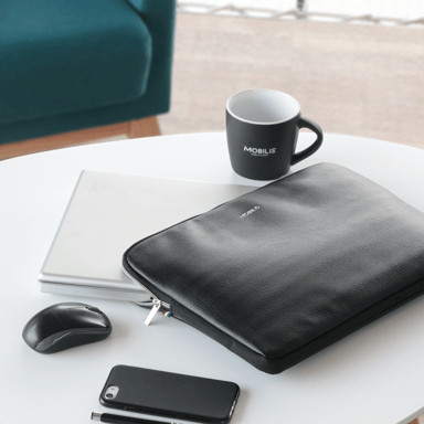 Custodia per Computer Portatile 12.5''-14'' in Similpelle Idrorepellente, Compatibile con MacBook Air e MacBook Pro 13.3'', Nero e Argento con Dettagli Metallici