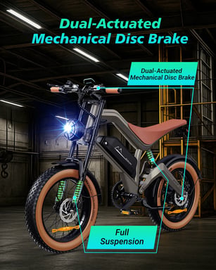 DYU M20 Bicicleta eléctrica todo terreno – Motor 250 W, batería 48 V 18,2 Ah, autonomía 160 km, frenos de disco dobles, horquilla con suspensión, bicicleta eléctrica urbana polivalente.