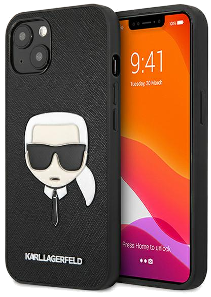 Karl Lagerfeld étui pour iPhone 13 mini 5.4 noir Saffiano Iconic Karl`s Head