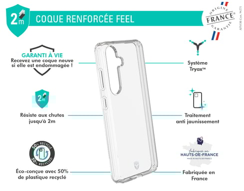 Coque renforcée Samsung Galaxy S24+ FEEL Origine France Garantie 2m Transparente + Garantie à vie - Origine France Garantie Force Case