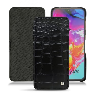 Housse cuir Samsung Galaxy A70 -  - Noir - Cuir Abaca