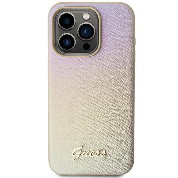 Guess Coque Saffiano Gold pour iPhone 14 Pro Max Jaune - vue 2