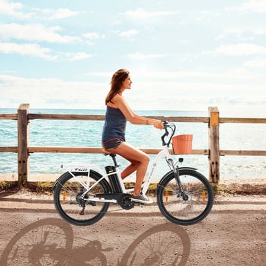 TTGO YY-26ST Bicicletta elettrica - Motore 250W Batteria 36V14.5AH Pneumatici 26 pollici Velocità massima 25 km/h Freni a disco meccanici - Bianco