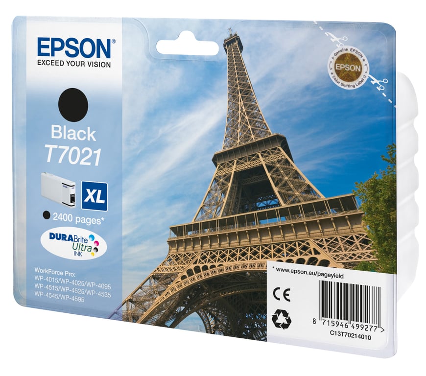 Epson T7021 Tour Eiffel Cartouche d'encre grande capacité 2400 pages pour Workforce WP40004500 - vue 3