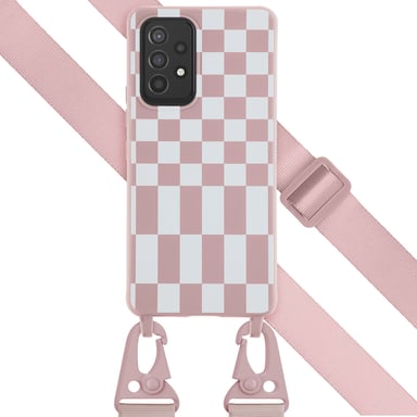 Selencia ?Coque design en silicone avec cordon amovible pour Samsung Galaxy A53 - Irregular Check Sand Pink