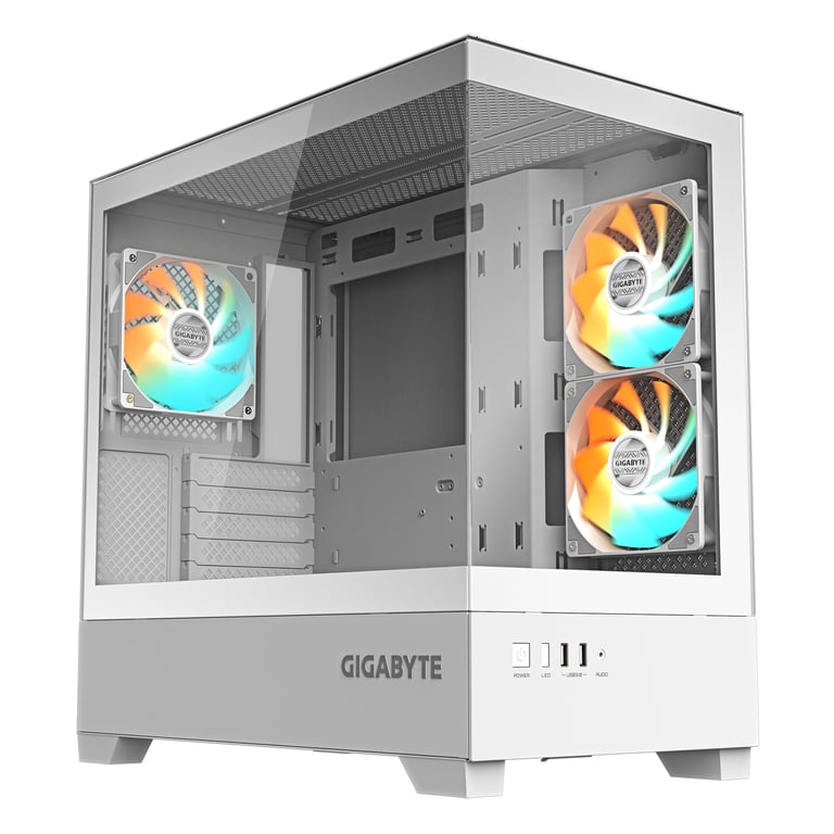 GIGABYTE C201 PANORAMIC ICE Boîtier PC – Moyen Tour ATX compatible radiateur 360 mm 3 ventilateurs préinstallés USB 3.0 compatible RGB Fusion Neuf