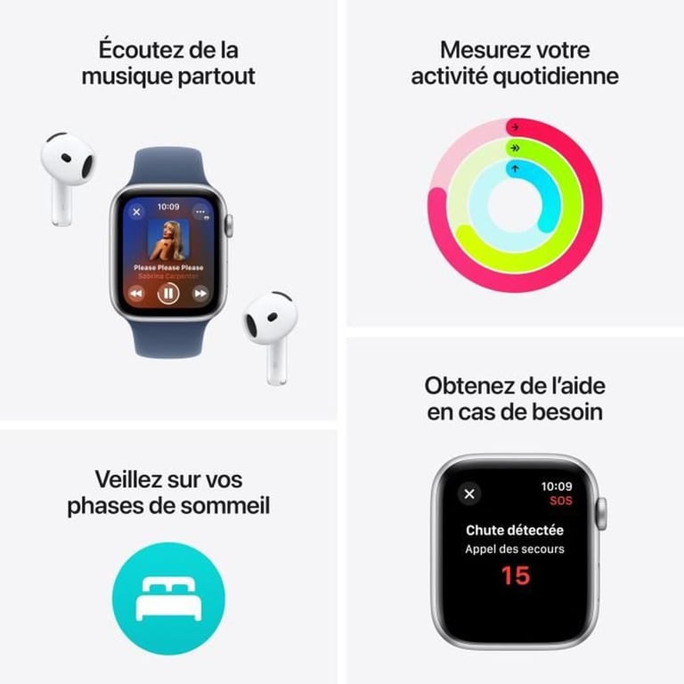 Watch SE 2024 (GPS + 4G) Boitier en aluminium Minuit de 44mm avec Boucle Sport, Noir - Neuf