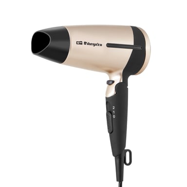 Secador de viaje plegable Orbegozo SE 1600 - 1600W, 2 velocidades, aire frío, mango plegable y protección contra sobrecalentamiento