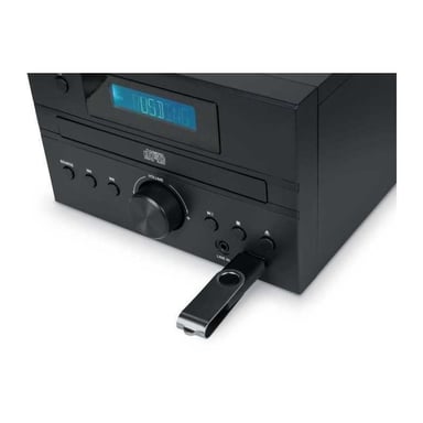 Microsistema Bluetooth - THOMSON - Madera/Negro - Radio FM/CD/MP3/USB, 20 W RMS, Sintonizador FM RDS, Toma de auriculares, Mando a distancia, Alimentación 230 V