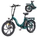 HillMiles MilePort 1 Bicicletta elettrica - Motore 250W Batteria 36V13Ah Pneumatici da 20 pollici Freni a disco meccanici - Verde