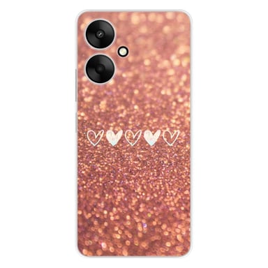 Coque en silicone - Compatible Xiaomi Redmi 13C 5G - design paillettes coeur