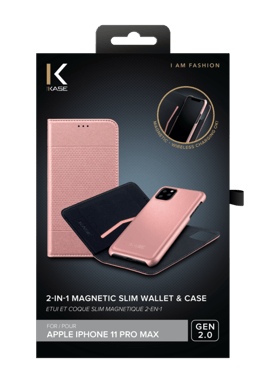 Étui et Coque slim magnétique 2-en-1 GEN 2.0 pour Apple iPhone 11 Pro Max, Or Rose