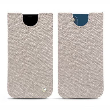 Pochette cuir Apple iPhone 14 - Pochette - Gris - Cuir saffiano