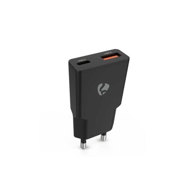Chargeur mural NEDIS WCHA30BK 30W GaN PD3.0 USB-A + USB-C Noir