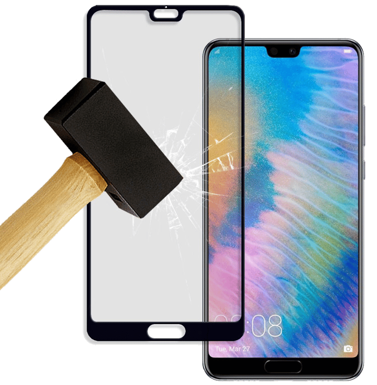 Film verre trempé 4D Noir compatible Huawei P20 Pro