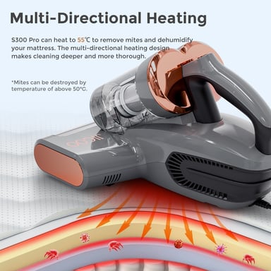 JIGOO S300 Pro Nettoyeur Intelligent à Acariens Double Récipient avec Capteur d'Acariens