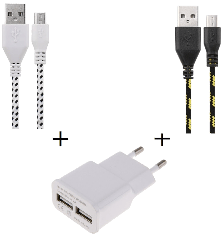 Pack Chargeur pour Manette Playstation 4 PS4 Smartphone Micro USB (2 Cables Tresse 1m Chargeur + Pri