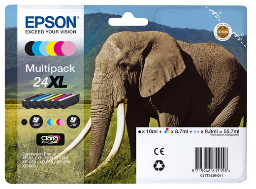 Cartucho de tinta Epson Elephant Multipack 6 colores 24XL Claria Photo HD Ink [C13T24384021]