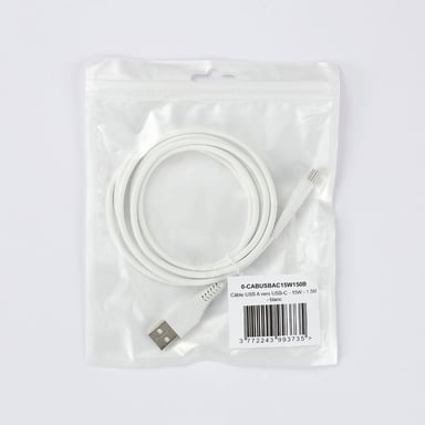 Cavo USB A/USB-C 2.0 maschio/maschio - 15W - Lunghezza 1,50M - Bianco - in busta