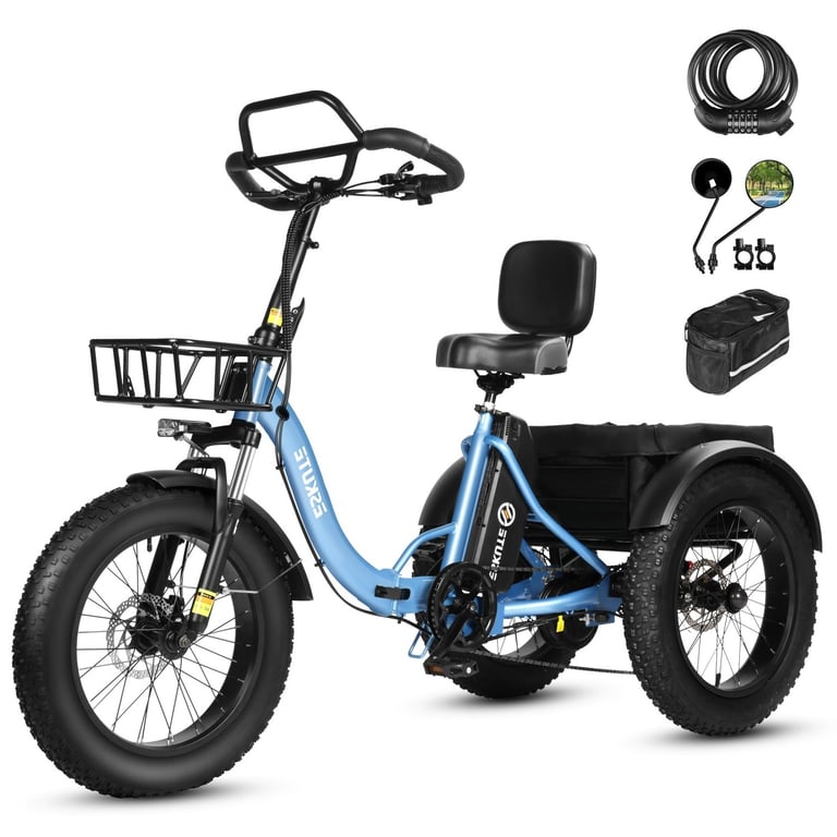 ESKUTE  T302 Pro V&eacute;lo &eacute;lectrique 250W Moteur 48V 20.8Ah Batterie 20'' accessoires - Bleu - Neuf