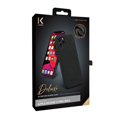 Coque en Suède Alcantara Deluxe pour Apple iPhone 11 Pro Max, Noir Minuit