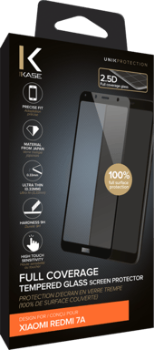 Protection d'écran en verre trempé (100% de surface couverte) pour Xiaomi Redmi 7A, Noir